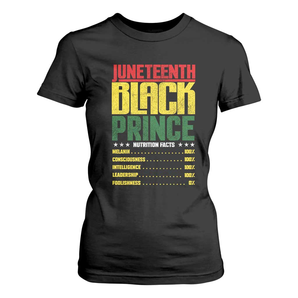 Juneteenth Black Prince Nutrition Facts T Shirt For Women TS01 Black Print Your Wear