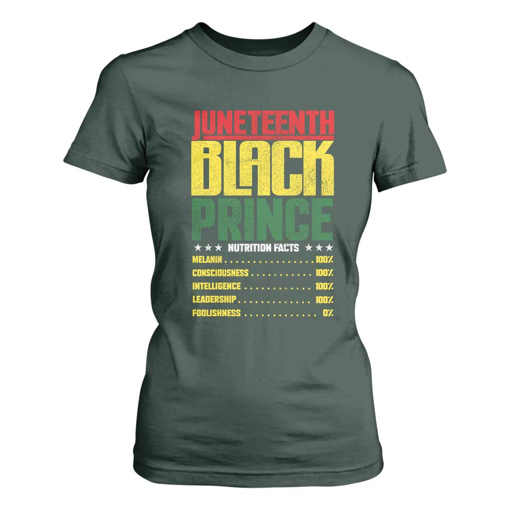 Juneteenth Black Prince Nutrition Facts T Shirt For Women TS01 Dark Forest Green Print Your Wear