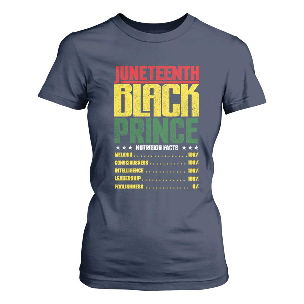 Juneteenth Black Prince Nutrition Facts T Shirt For Women TS01 Navy Print Your Wear