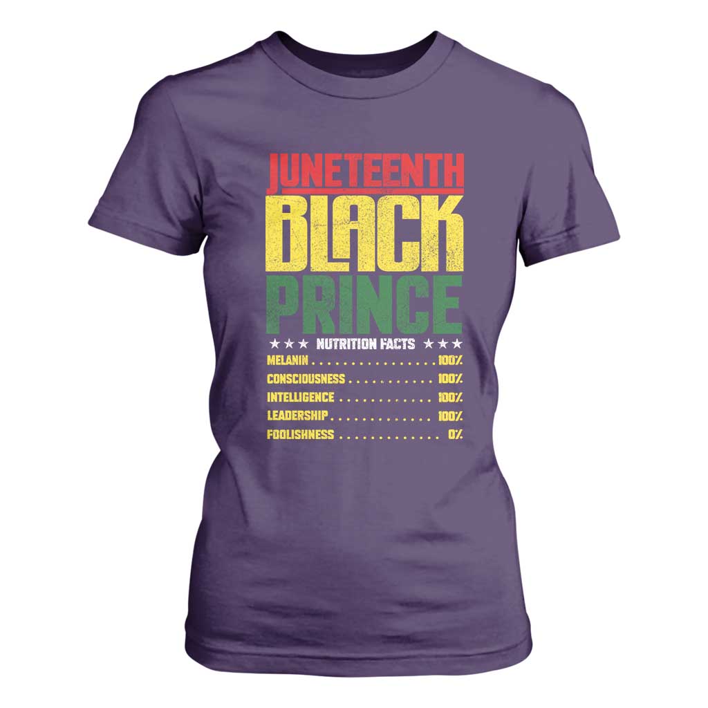 Juneteenth Black Prince Nutrition Facts T Shirt For Women TS01 Purple Print Your Wear