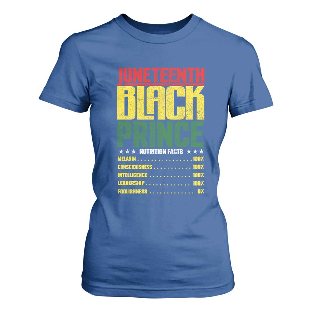 Juneteenth Black Prince Nutrition Facts T Shirt For Women TS01 Royal Blue Print Your Wear