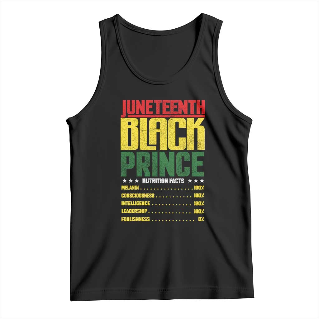 Juneteenth Black Prince Nutrition Facts Tank Top TS01 Black Print Your Wear