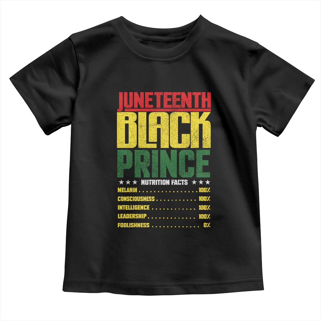 Juneteenth Black Prince Nutrition Facts Toddler T Shirt TS01 Black Print Your Wear