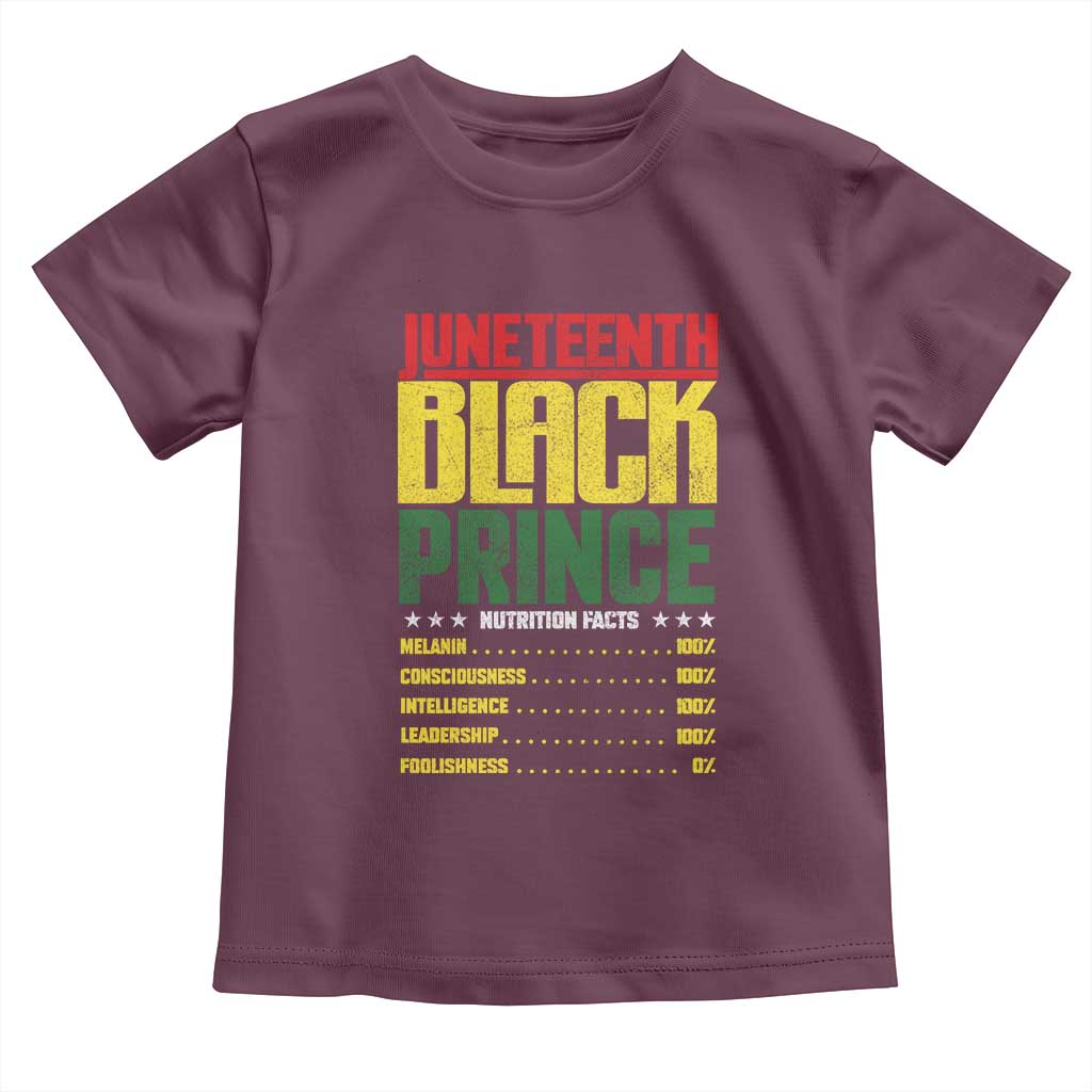 Juneteenth Black Prince Nutrition Facts Toddler T Shirt TS01 Maroon Print Your Wear