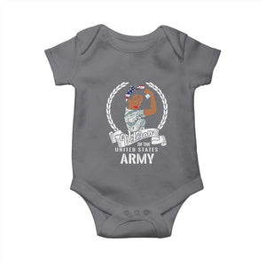 Black US Women Veteran Baby Onesie - Proud Female Military Army Girl TS01 Charcoal Print Your Wear