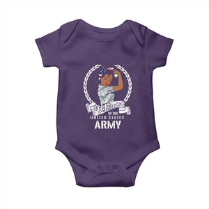 Black US Women Veteran Baby Onesie - Proud Female Military Army Girl TS01 Purple Print Your Wear