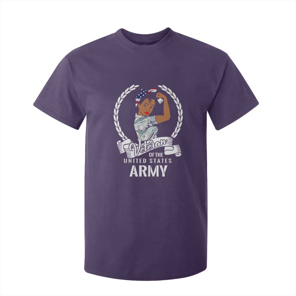 Black US Women Veteran T Shirt For Kid - Proud Female Military Army Girl TS01 Purple Print Your Wear