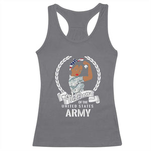 Black US Women Veteran Racerback Tank Top - Proud Female Military Army Girl TS01 Charcoal Print Your Wear