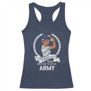 Black US Women Veteran Racerback Tank Top - Proud Female Military Army Girl TS01 Navy Print Your Wear