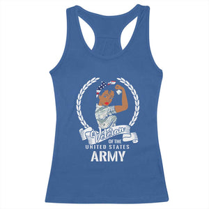Black US Women Veteran Racerback Tank Top - Proud Female Military Army Girl TS01 Royal Blue Print Your Wear