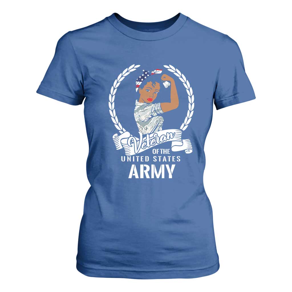 Black US Women Veteran T Shirt For Women - Proud Female Military Army Girl TS01 Royal Blue Print Your Wear