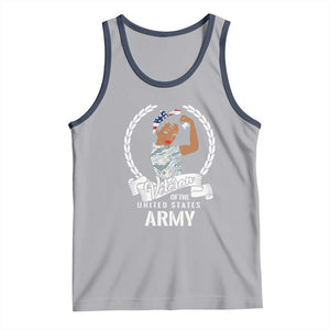 Black US Women Veteran Tank Top - Proud Female Military Army Girl TS01 Athletic Heather Navy Print Your Wear