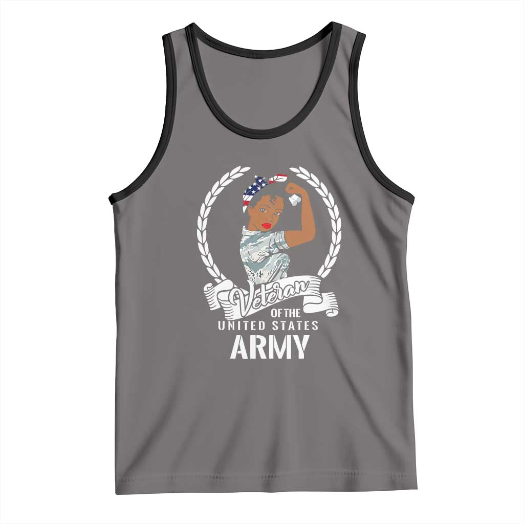 Black US Women Veteran Tank Top - Proud Female Military Army Girl TS01 Deep Heather Black Print Your Wear