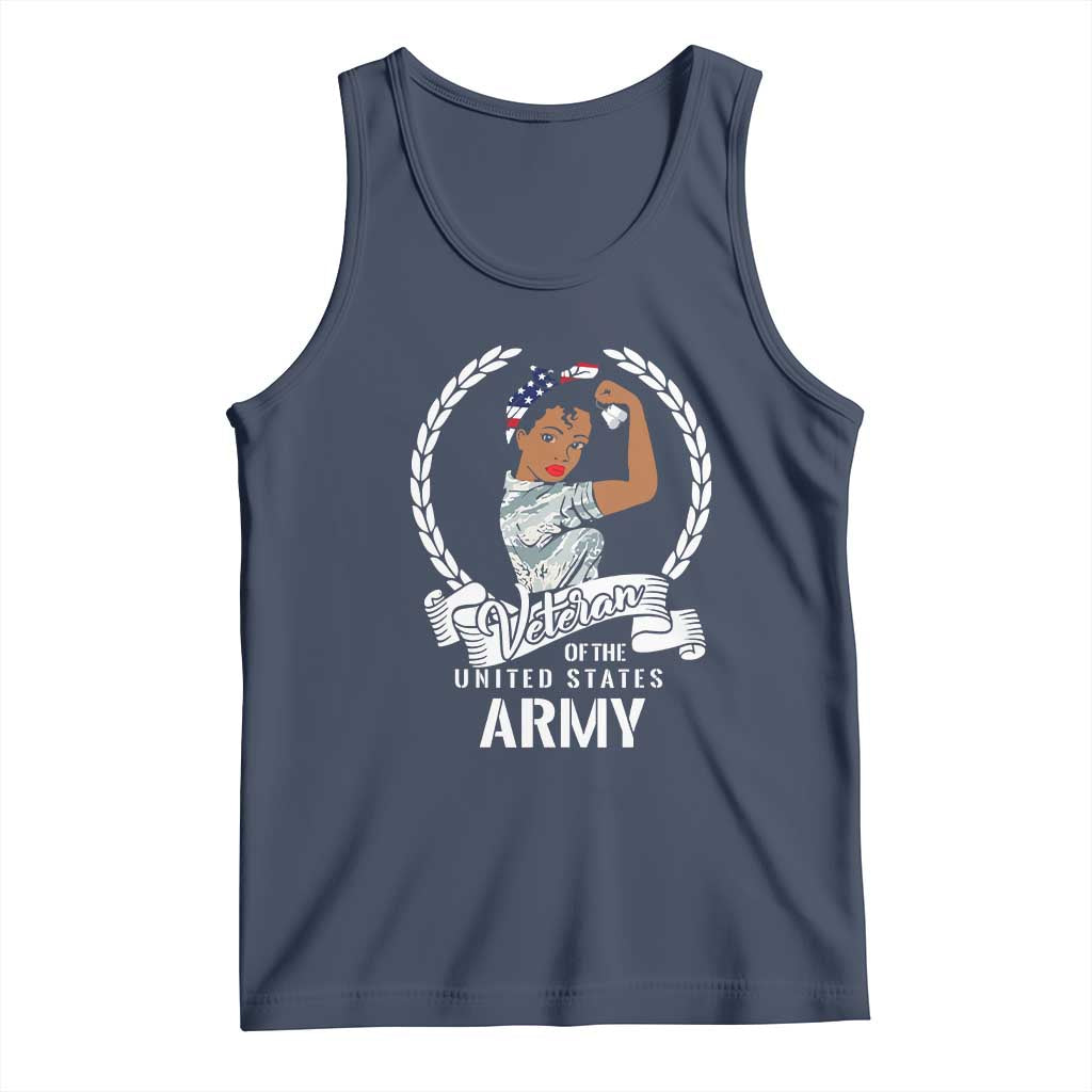 Black US Women Veteran Tank Top - Proud Female Military Army Girl TS01 Navy Print Your Wear