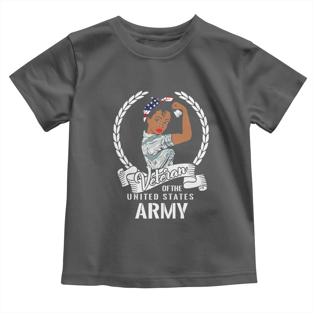Black US Women Veteran Toddler T Shirt - Proud Female Military Army Girl TS01 Dark Heather Print Your Wear
