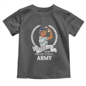 Black US Women Veteran Toddler T Shirt - Proud Female Military Army Girl TS01 Dark Heather Print Your Wear