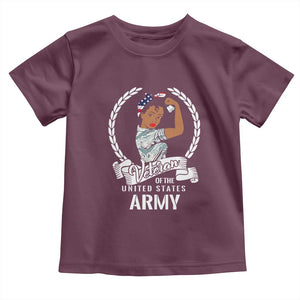 Black US Women Veteran Toddler T Shirt - Proud Female Military Army Girl TS01 Maroon Print Your Wear