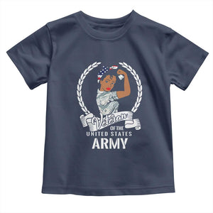 Black US Women Veteran Toddler T Shirt - Proud Female Military Army Girl TS01 Navy Print Your Wear