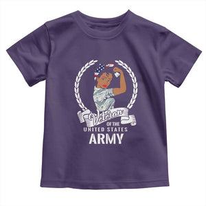 Black US Women Veteran Toddler T Shirt - Proud Female Military Army Girl TS01 Purple Print Your Wear