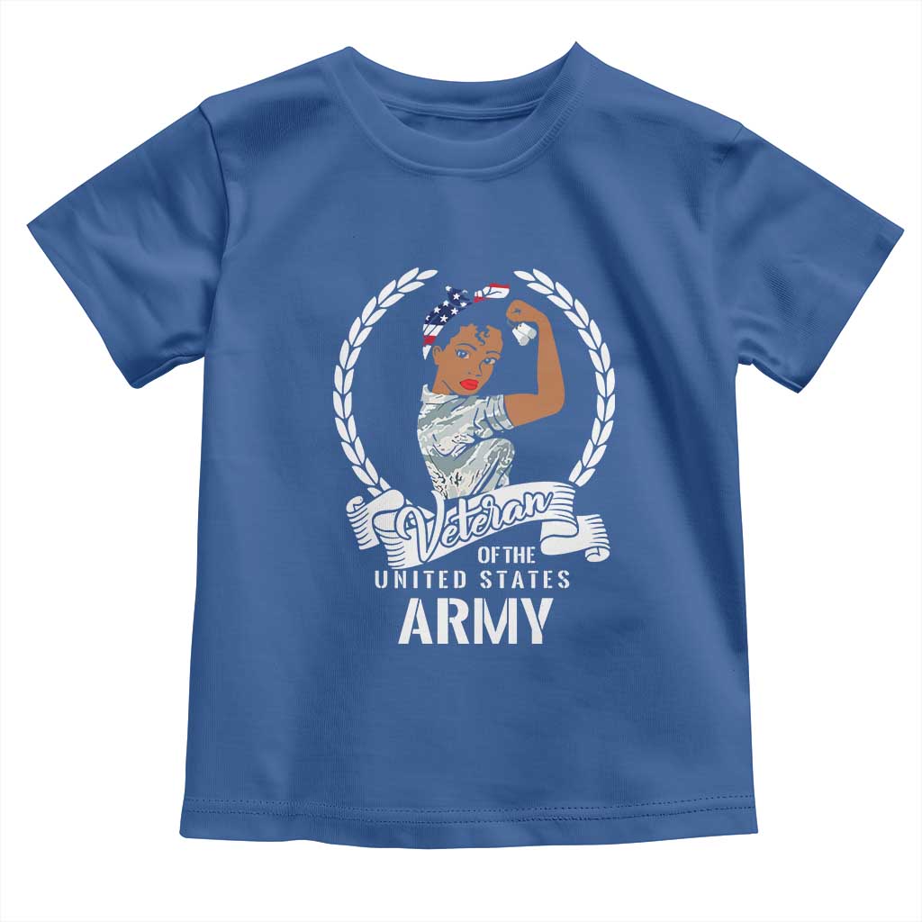 Black US Women Veteran Toddler T Shirt - Proud Female Military Army Girl TS01 Royal Blue Print Your Wear