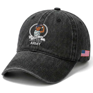 Black US Army Girl Veteran Washed Cotton Baseball Cap - Proud Female Military Veteran TS01 Print Your Wear