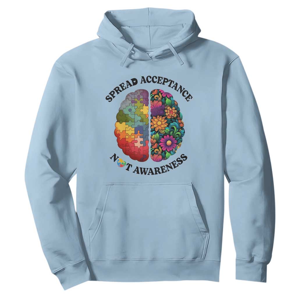 Accept Autism Hoodie Spread Acceptance Not Awareness Neurodiversity Brain TS01 Light Blue Printyourwear