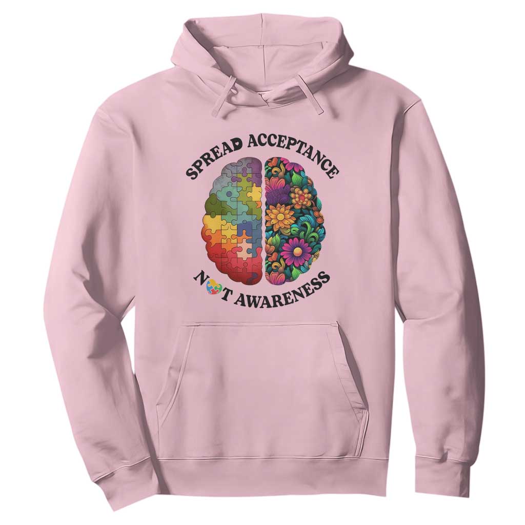 Accept Autism Hoodie Spread Acceptance Not Awareness Neurodiversity Brain TS01 Light Pink Printyourwear