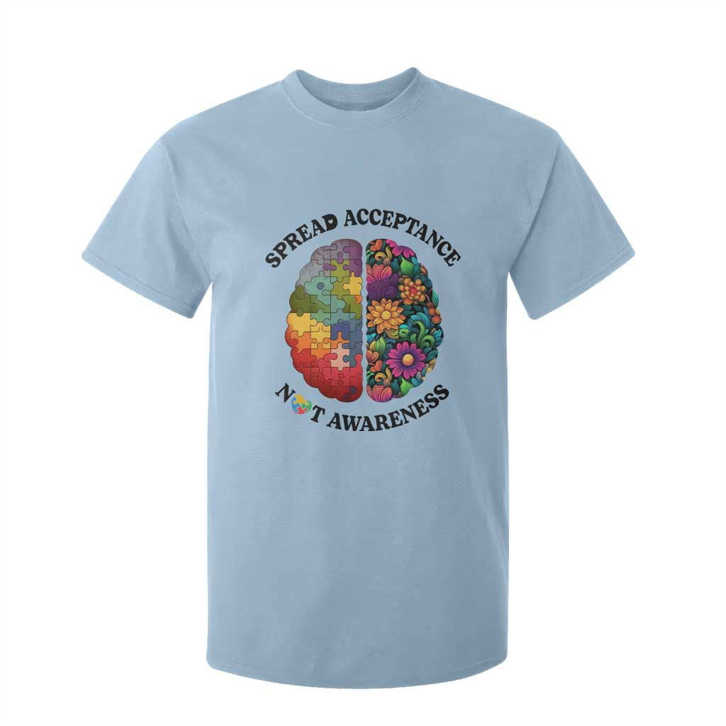 Accept Autism T Shirt For Kid Spread Acceptance Not Awareness Neurodiversity Brain TS01 Light Blue Printyourwear
