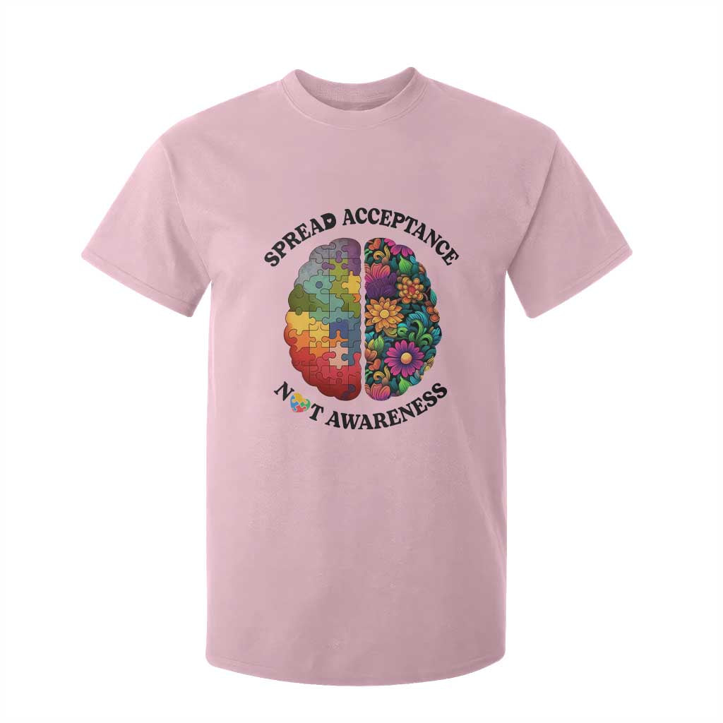 Accept Autism T Shirt For Kid Spread Acceptance Not Awareness Neurodiversity Brain TS01 Light Pink Printyourwear