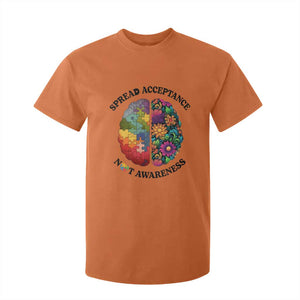Accept Autism T Shirt For Kid Spread Acceptance Not Awareness Neurodiversity Brain TS01 Orange Printyourwear