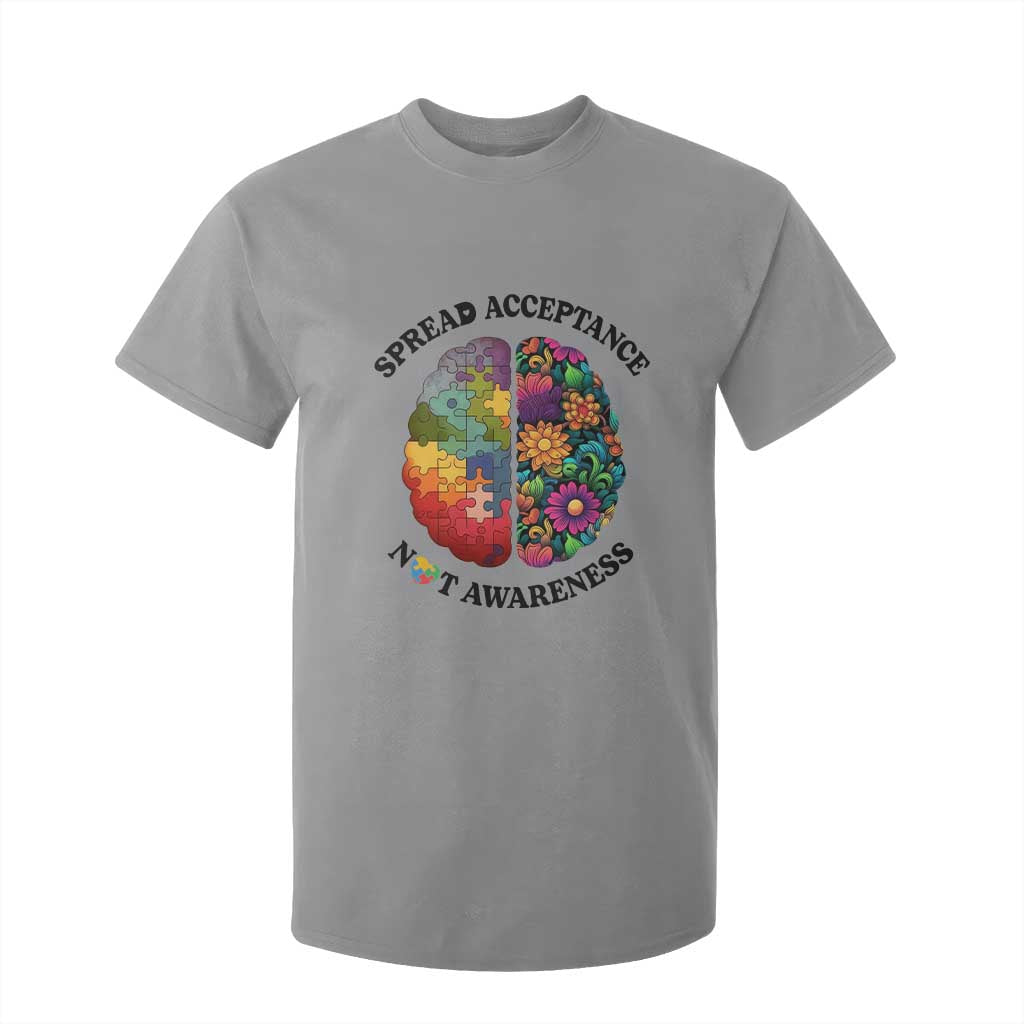 Accept Autism T Shirt For Kid Spread Acceptance Not Awareness Neurodiversity Brain TS01 Sport Gray Printyourwear