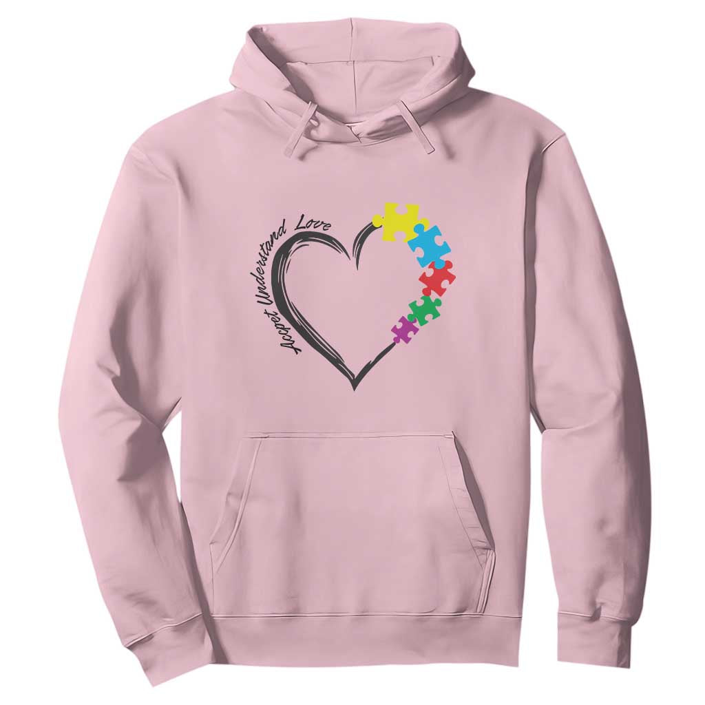 Heart Autism Awareness Hoodie Accept Understand Love Puzzle Piece TS01 Light Pink Printyourwear