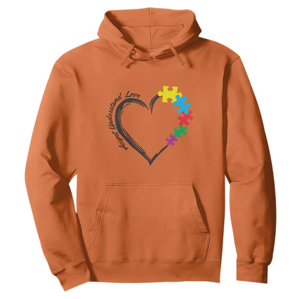 Heart Autism Awareness Hoodie Accept Understand Love Puzzle Piece TS01 Orange Printyourwear