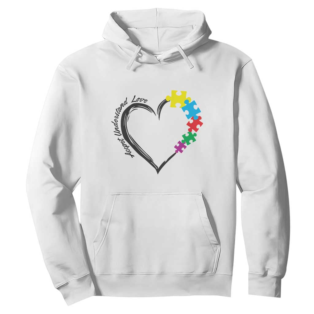 Heart Autism Awareness Hoodie Accept Understand Love Puzzle Piece TS01 White Printyourwear