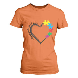 Heart Autism Awareness T Shirt For Women Accept Understand Love Puzzle Piece TS01 Orange Printyourwear