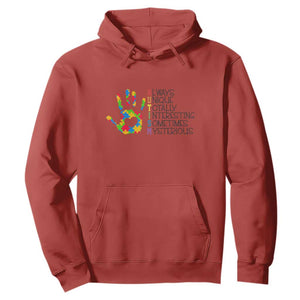Autism Definition Hoodie Always Unique Totally Interesting Sometimes Mysterious Puzzle Hand TS01 Red Printyourwear