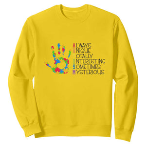 Autism Definition Sweatshirt Always Unique Totally Interesting Sometimes Mysterious Puzzle Hand TS01 Daisy Printyourwear