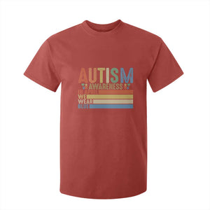 Autism Awareness Month T Shirt For Kid In April We Wear Blue Retro Vintage Puzzle Piece TS01 Red Printyourwear