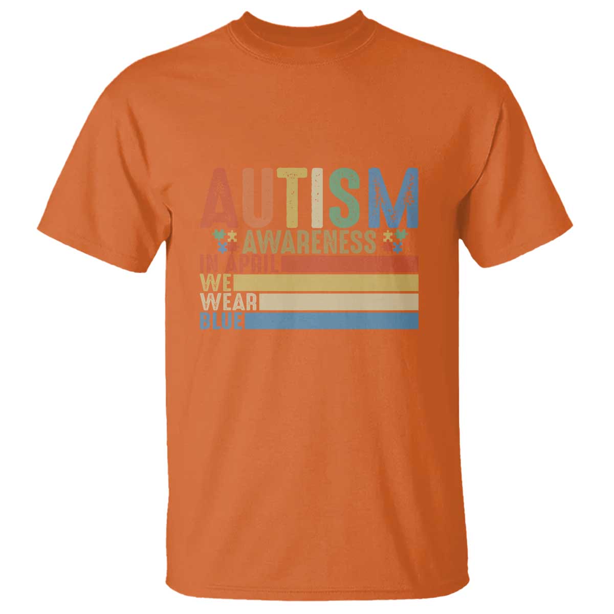 Autism Awareness Month T Shirt In April We Wear Blue Retro Vintage Puzzle Piece TS01 Orange Printyourwear