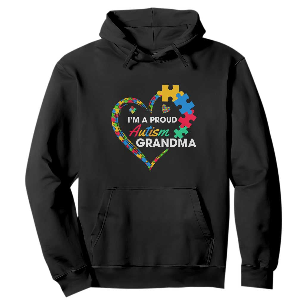 I'm A Proud Autism Grandma Hoodie Puzzle Piece Heart TS01 Black Printyourwear
