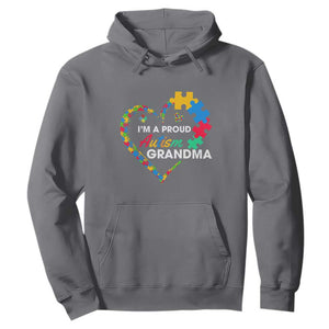 I'm A Proud Autism Grandma Hoodie Puzzle Piece Heart TS01 Charcoal Printyourwear