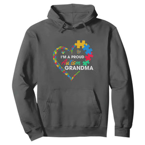 I'm A Proud Autism Grandma Hoodie Puzzle Piece Heart TS01 Dark Heather Printyourwear