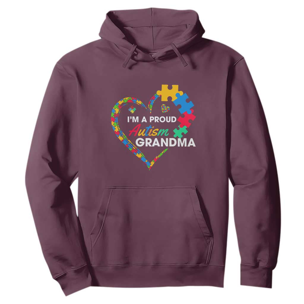I'm A Proud Autism Grandma Hoodie Puzzle Piece Heart TS01 Maroon Printyourwear
