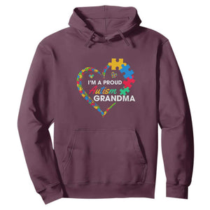 I'm A Proud Autism Grandma Hoodie Puzzle Piece Heart TS01 Maroon Printyourwear