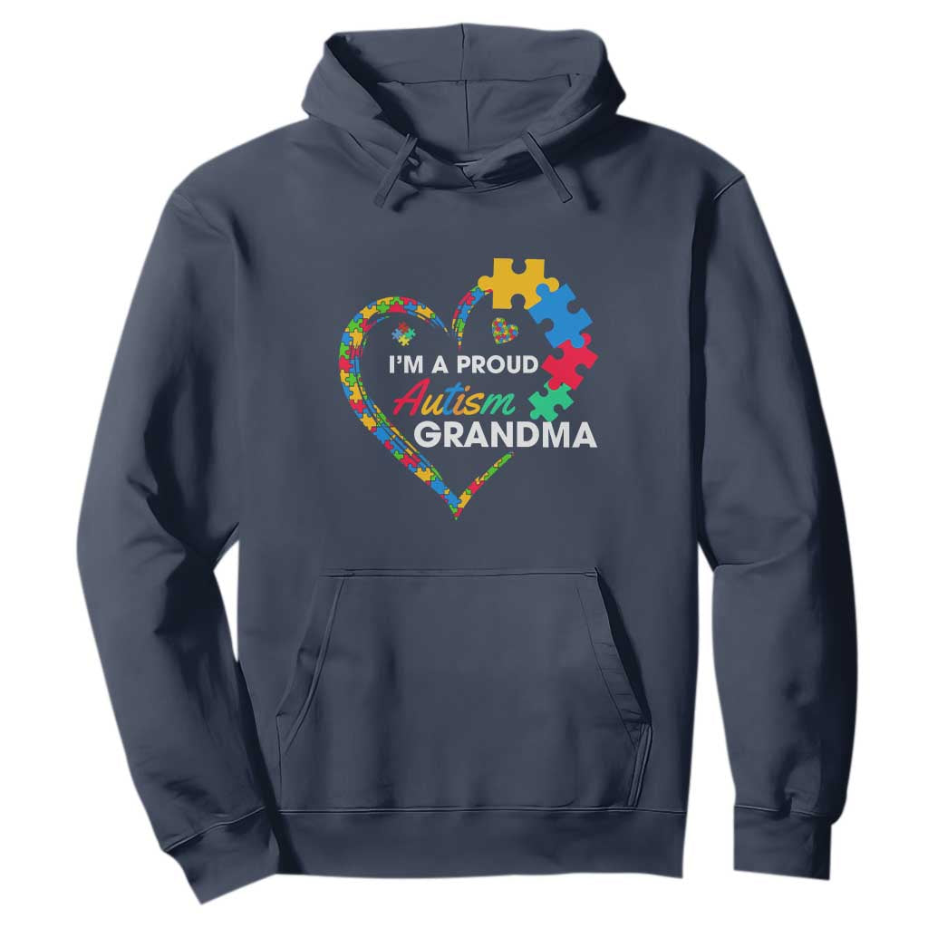 I'm A Proud Autism Grandma Hoodie Puzzle Piece Heart TS01 Navy Printyourwear