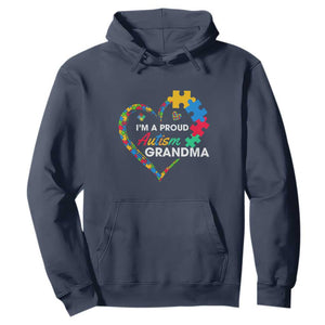 I'm A Proud Autism Grandma Hoodie Puzzle Piece Heart TS01 Navy Printyourwear