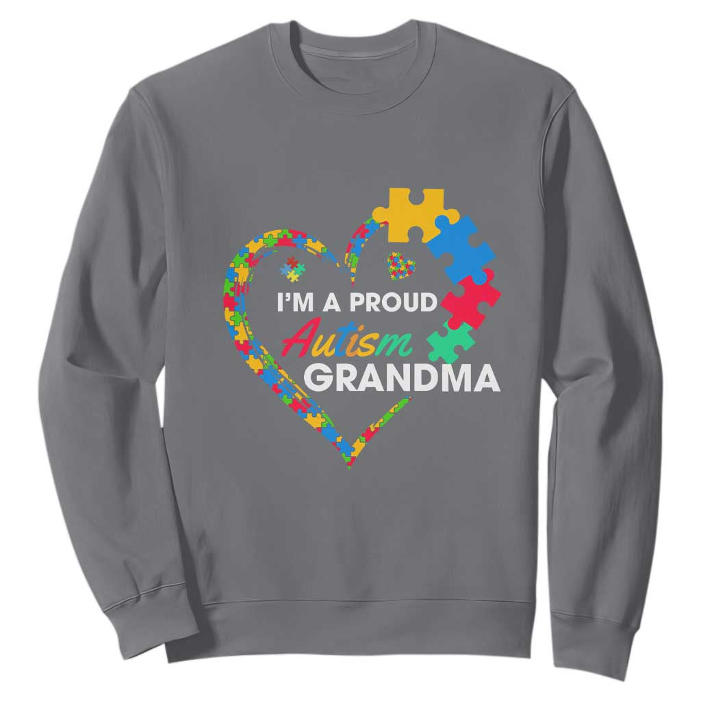 I'm A Proud Autism Grandma Sweatshirt Puzzle Piece Heart TS01 Charcoal Printyourwear