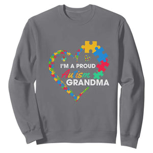 I'm A Proud Autism Grandma Sweatshirt Puzzle Piece Heart TS01 Charcoal Printyourwear