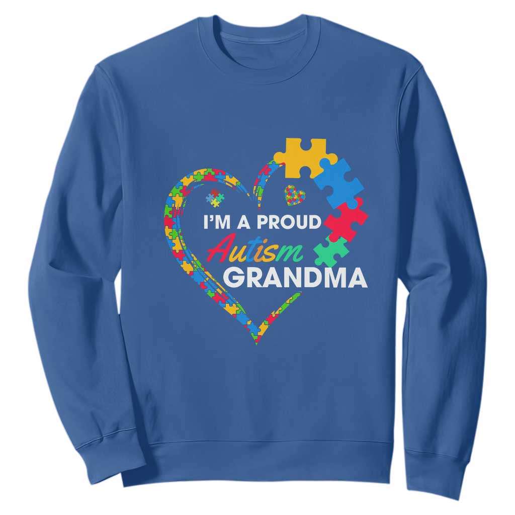 I'm A Proud Autism Grandma Sweatshirt Puzzle Piece Heart TS01 Royal Blue Printyourwear