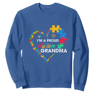 I'm A Proud Autism Grandma Sweatshirt Puzzle Piece Heart TS01 Royal Blue Printyourwear